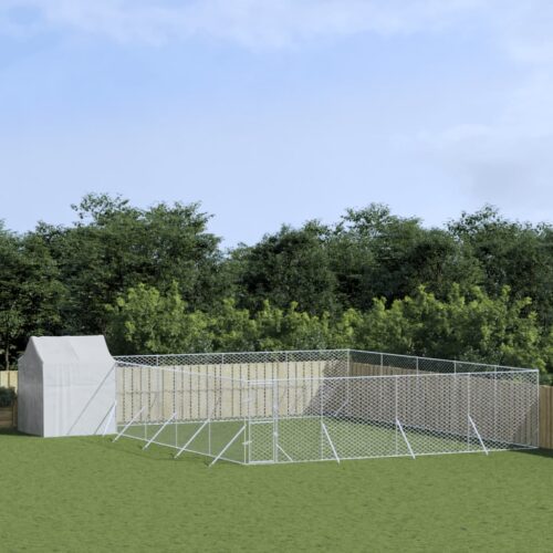 Outdoor Dog Kennel with Roof Silver 10x10x2.5mGalvanised Steel - Image 5