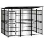 Outdoor Dog Kennel with Roof Steel 5.53m²