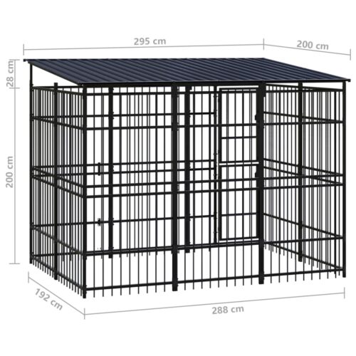 Outdoor Dog Kennel with Roof Steel 5.53m² - Image 8