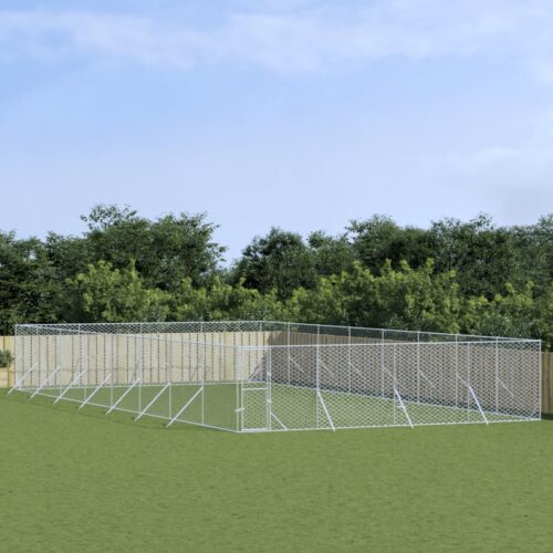 Outdoor Dog Kennel Silver 8x16x2mGalvanised Steel - Image 5