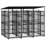 Outdoor Dog Kennel with Roof Steel 5.53m²