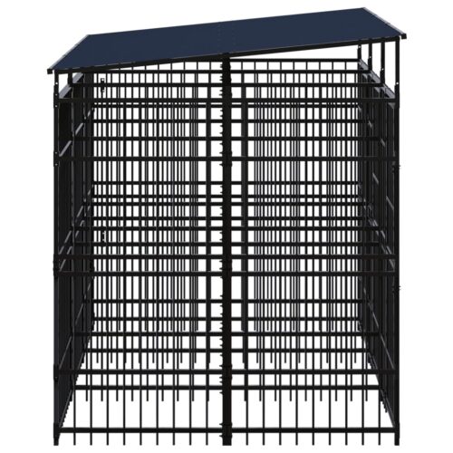Outdoor Dog Kennel with Roof Steel 5.53m² - Image 3