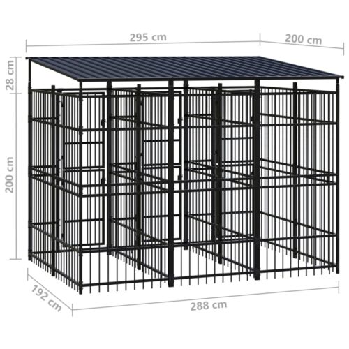 Outdoor Dog Kennel with Roof Steel 5.53m² - Image 8