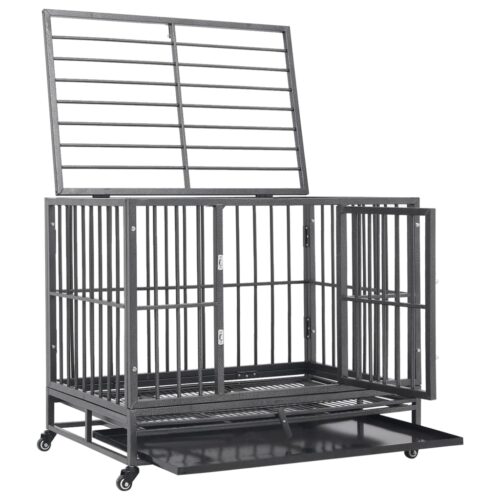 Dog Cage with Wheels Steel 102x72x85cm - Image 5