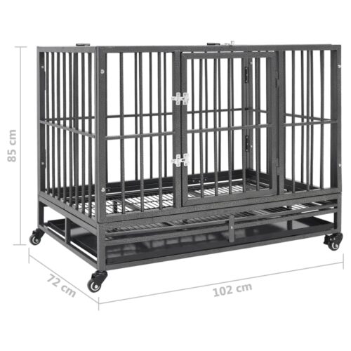 Dog Cage with Wheels Steel 102x72x85cm - Image 8