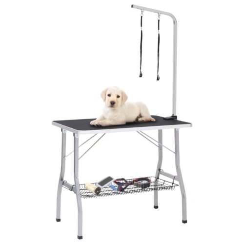 Adjustable Dog Grooming Table with 2 Loops Basket