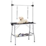 Adjustable Dog Grooming Table with 2 Loops Basket