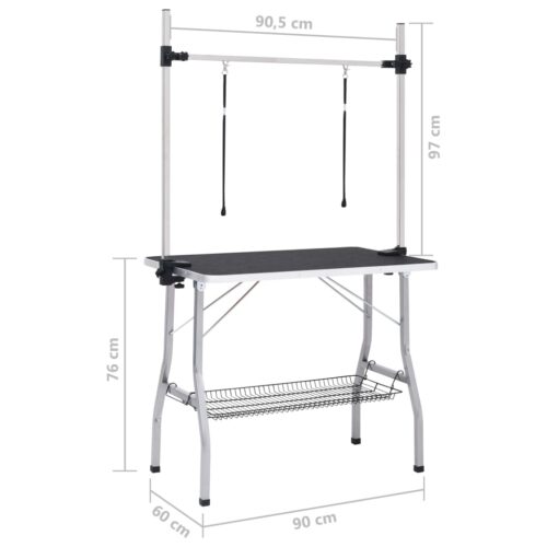 Adjustable Dog Grooming Table with 2 Loops Basket - Image 11