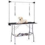 Adjustable Dog Grooming Table with 2 Loops Basket