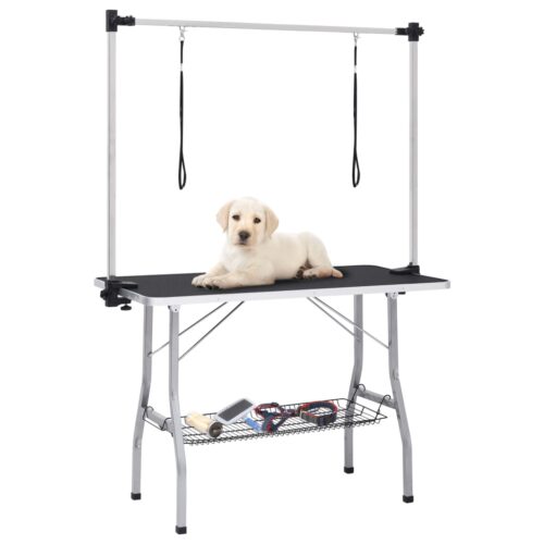 Adjustable Dog Grooming Table with 2 Loops Basket