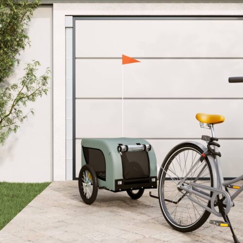 Pet Bike Trailer Grey Black Oxford Fabric Iron - Image 2