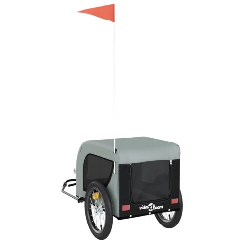 Pet Bike Trailer Grey Black Oxford Fabric Iron - Image 8