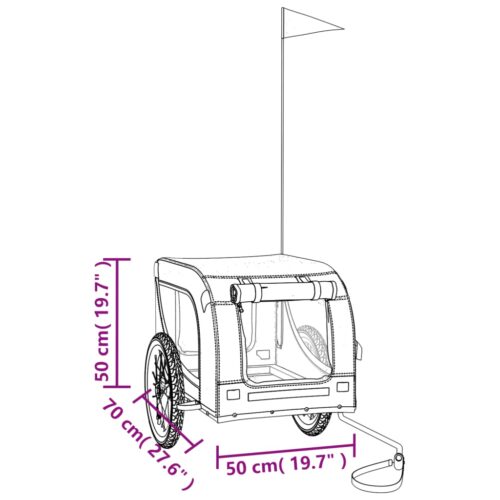 Pet Bike Trailer Grey Black Oxford Fabric Iron - Image 12
