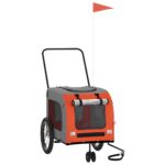Pet Bike Trailer Orange Grey Oxford Fabric Iron