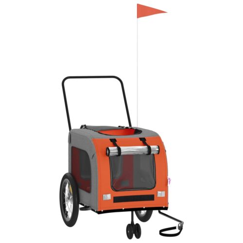 Pet Bike Trailer Orange Grey Oxford Fabric Iron - Image 4
