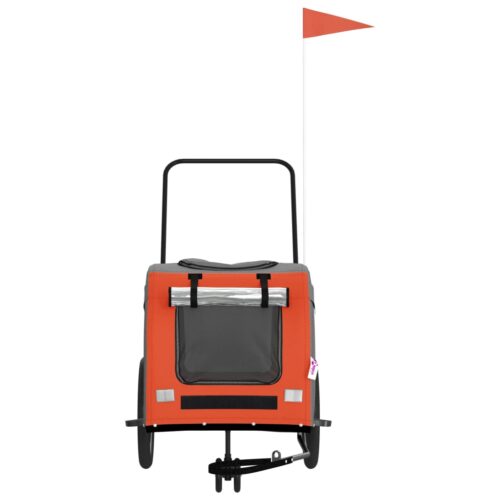Pet Bike Trailer Orange Grey Oxford Fabric Iron - Image 5