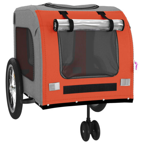 Pet Bike Trailer Orange Grey Oxford Fabric Iron - Image 6