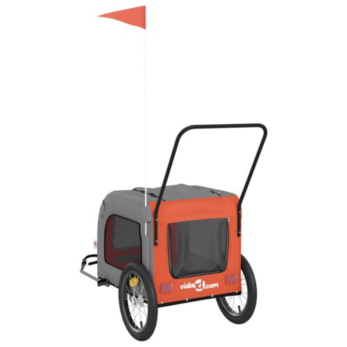 Pet Bike Trailer Orange Grey Oxford Fabric Iron - Image 9