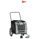 Pet Bike Trailer Black Grey Oxford Fabric Iron