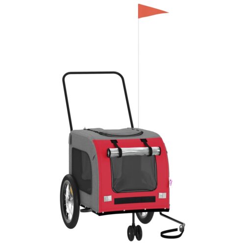 Pet Bike Trailer Red Grey Oxford Fabric Iron - Image 3