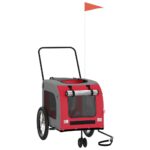 Pet Bike Trailer Red Grey Oxford Fabric Iron