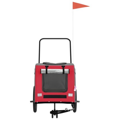 Pet Bike Trailer Red Grey Oxford Fabric Iron - Image 5