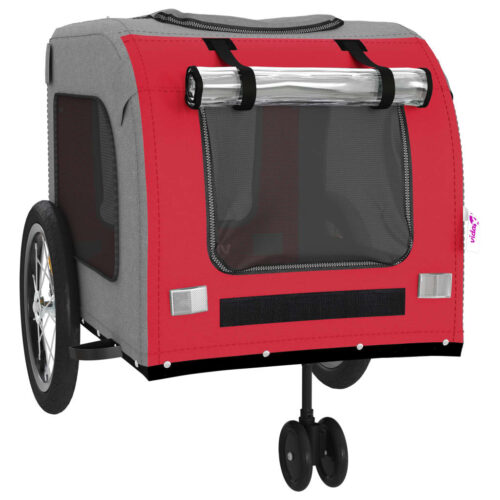 Pet Bike Trailer Red Grey Oxford Fabric Iron - Image 6