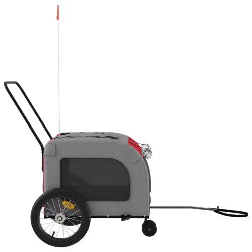 Pet Bike Trailer Red Grey Oxford Fabric Iron - Image 7