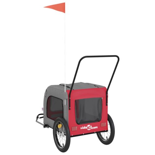 Pet Bike Trailer Red Grey Oxford Fabric Iron - Image 9