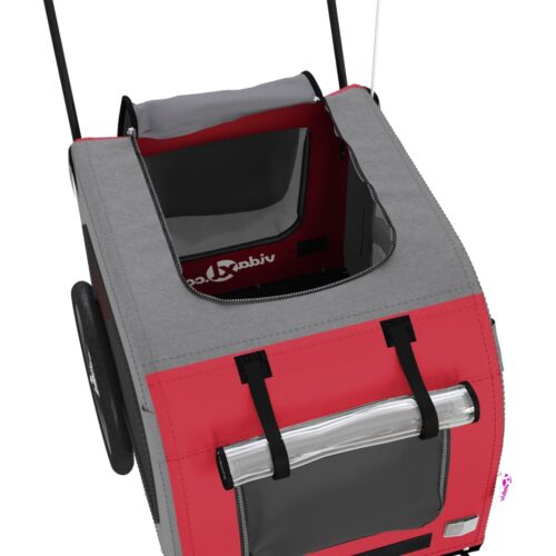 Pet Bike Trailer Red Grey Oxford Fabric Iron - Image 11