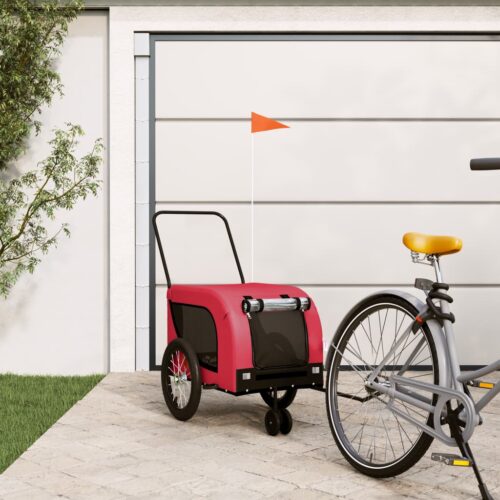 Pet Bike Trailer Red Black Oxford Fabric Iron - Image 12