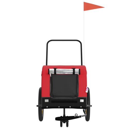 Pet Bike Trailer Red Black Oxford Fabric Iron - Image 3