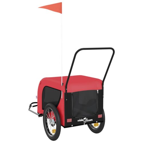 Pet Bike Trailer Red Black Oxford Fabric Iron - Image 7