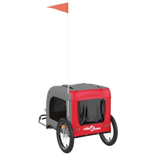 Pet Bike Trailer Red Grey Oxford Fabric Iron - Image 8