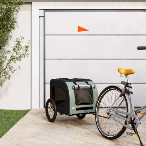Pet Bike Trailer Black Grey Oxford Fabric Iron - Image 12