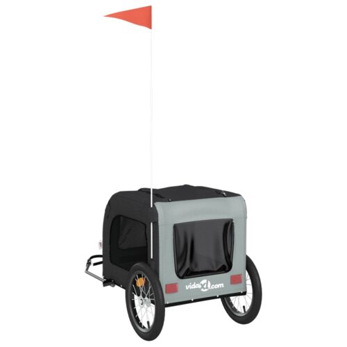 Pet Bike Trailer Black Grey Oxford Fabric Iron - Image 8