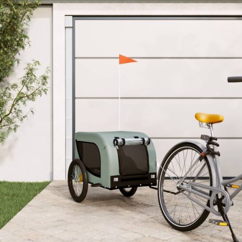 Pet Bike Trailer Grey Black Oxford Fabric Iron - Image 12