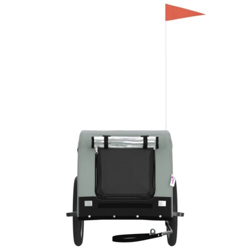 Pet Bike Trailer Grey Black Oxford Fabric Iron - Image 3
