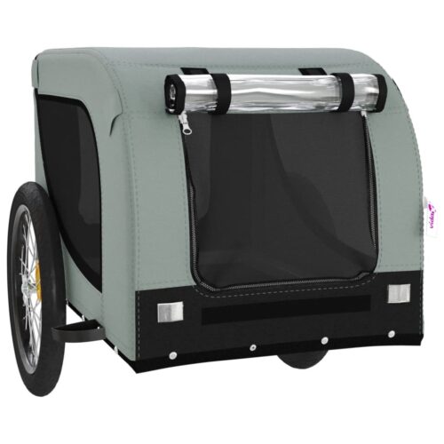 Pet Bike Trailer Grey Black Oxford Fabric Iron - Image 4