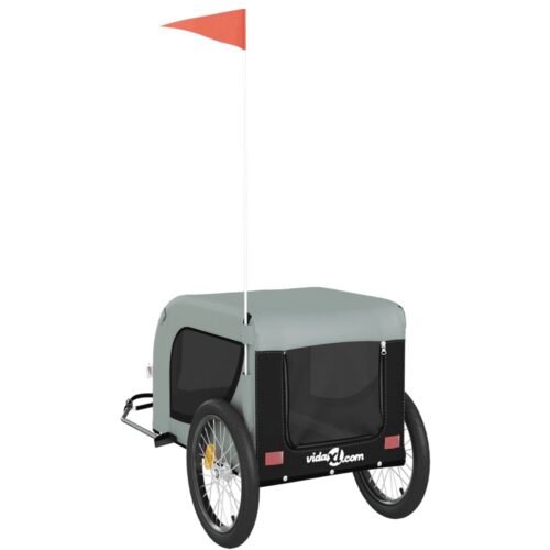 Pet Bike Trailer Grey Black Oxford Fabric Iron - Image 7