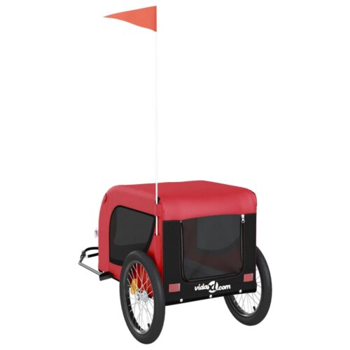 Pet Bike Trailer Red Black Oxford Fabric Iron - Image 8