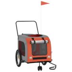 Pet Bike Trailer Orange Grey Oxford Fabric Iron