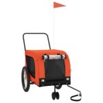 Pet Bike Trailer Orange Black Oxford Fabric Iron
