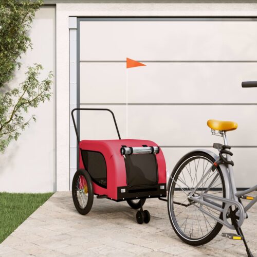 Pet Bike Trailer Red Black Oxford Fabric Iron - Image 2
