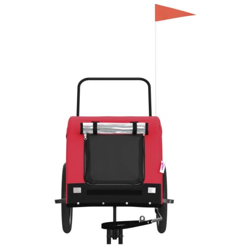 Pet Bike Trailer Red Black Oxford Fabric Iron - Image 4