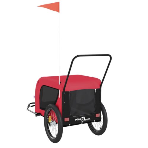 Pet Bike Trailer Red Black Oxford Fabric Iron - Image 8