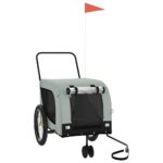 Pet Bike Trailer Grey Black Oxford Fabric Iron
