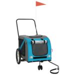 Pet Bike Trailer Blue Grey Oxford Fabric Iron