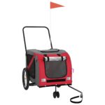 Pet Bike Trailer Red Grey Oxford Fabric Iron