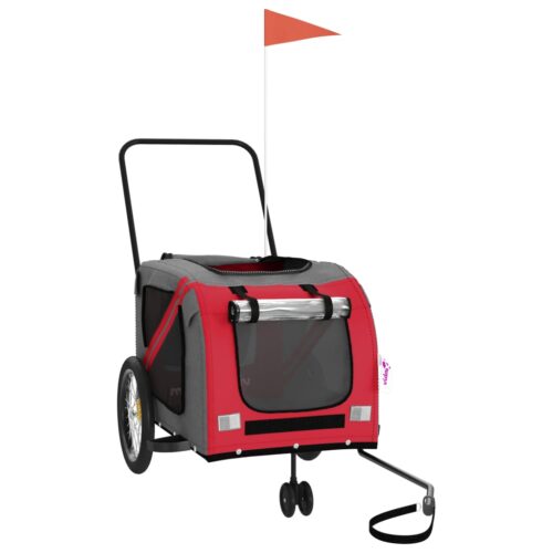 Pet Bike Trailer Red Grey Oxford Fabric Iron - Image 4